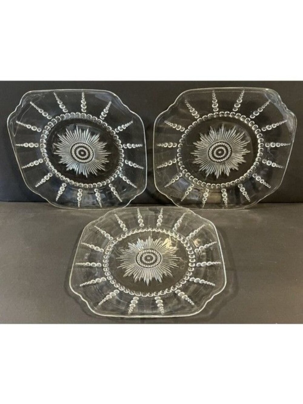 3 Federal Glass Columbia Clear Depression Glass Dinner Plates 1938-1942